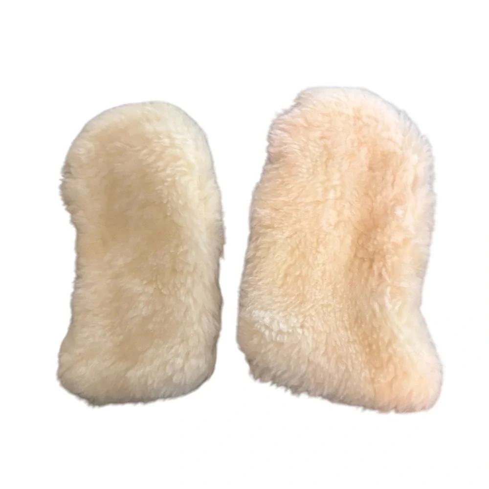 Vintage Infant Off White Faux Fur Mitts 1960’s 5” Slip On Lined